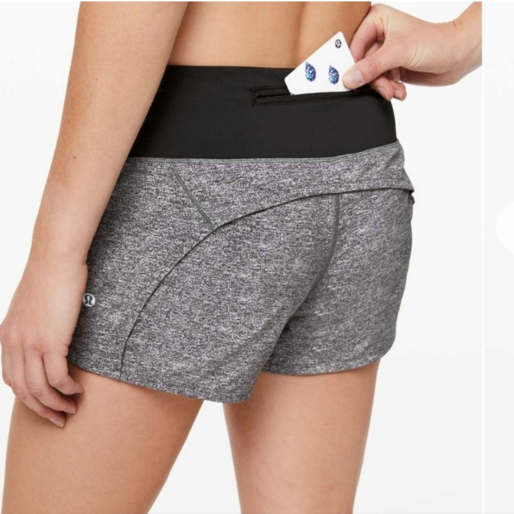 Lululemon Athletica Black and Gray Wrap-Style Athletic Shorts